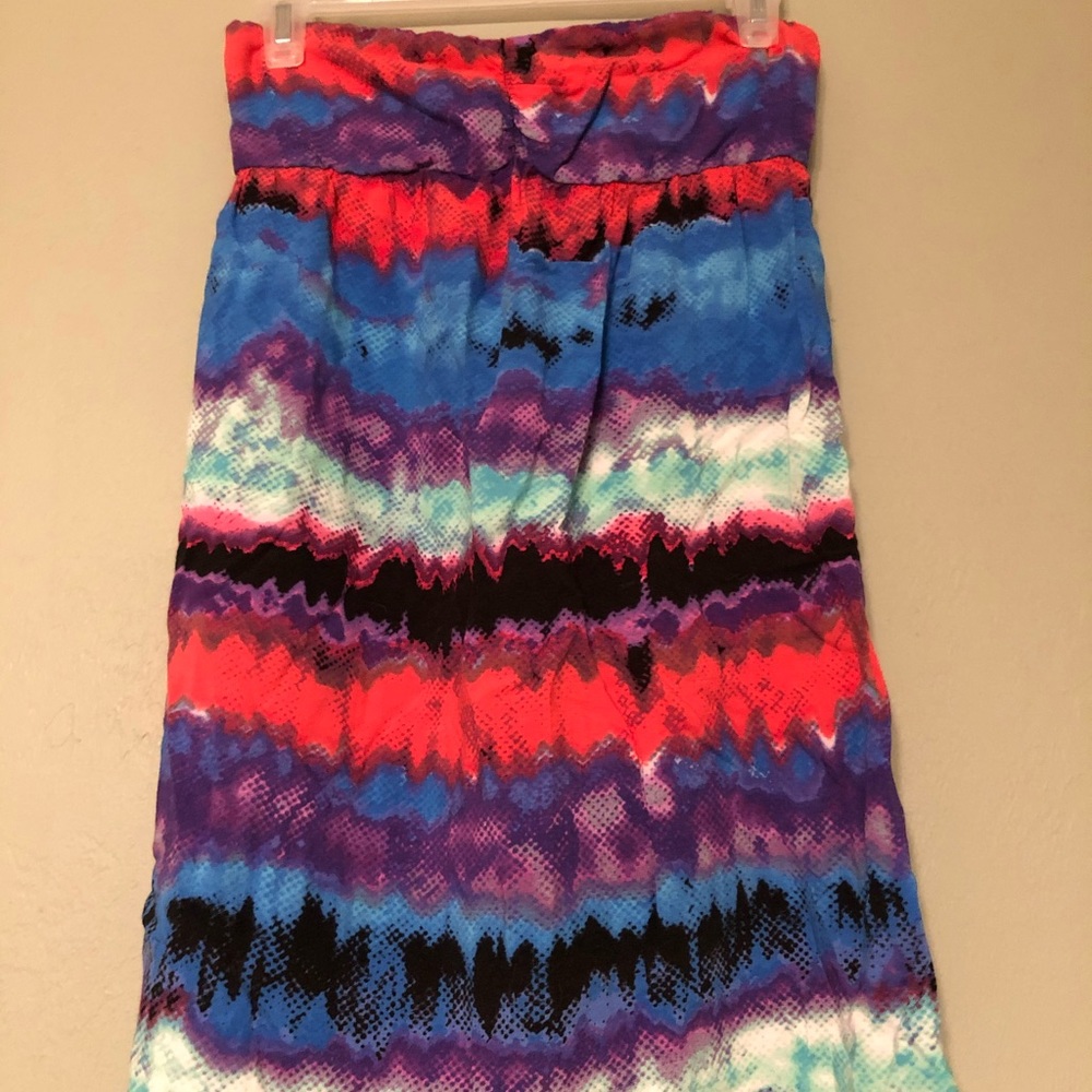 Tie Die Colorful Strapless Dress - Beachy/Hippy